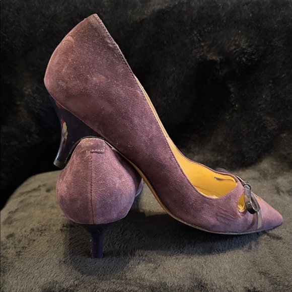Joan & David Elegant Plum Heels with Ribbon Detail - Picture 5 of 6